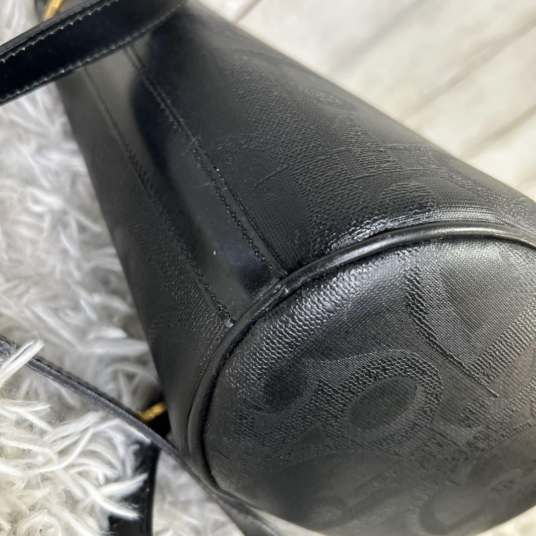 Christian Dior Shoulder Bag Purse Trotter PVC Leather Black Authentic