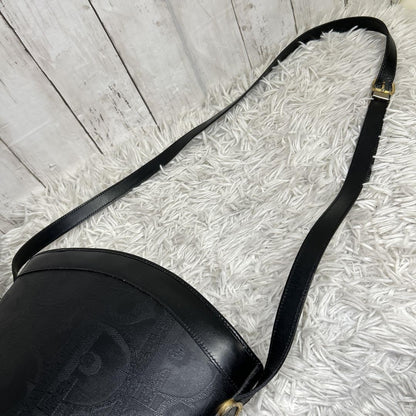 Christian Dior Shoulder Bag Purse Trotter PVC Leather Black Authentic