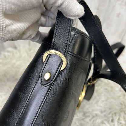 Christian Dior Shoulder Bag Purse Trotter PVC Leather Black Authentic