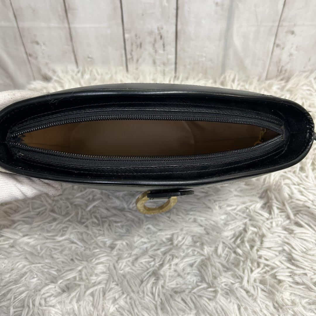 Christian Dior Shoulder Bag Purse Trotter PVC Leather Black Authentic
