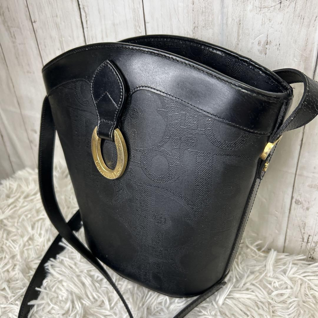 Christian Dior Shoulder Bag Purse Trotter PVC Leather Black Authentic
