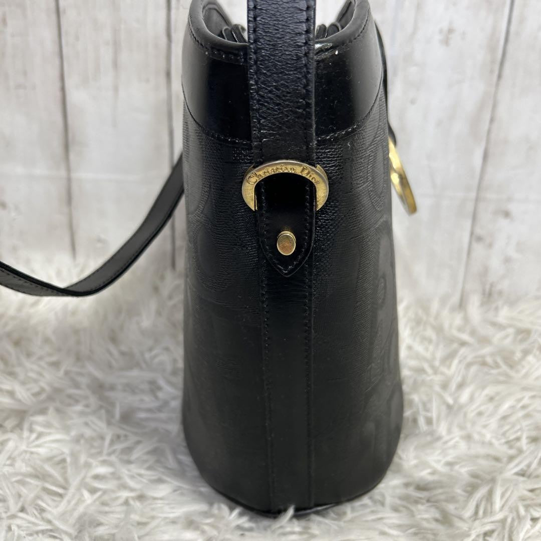 Christian Dior Shoulder Bag Purse Trotter PVC Leather Black Authentic