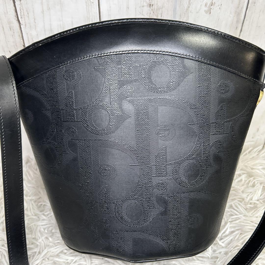 Christian Dior Shoulder Bag Purse Trotter PVC Leather Black Authentic