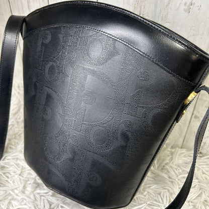 Christian Dior Shoulder Bag Purse Trotter PVC Leather Black Authentic