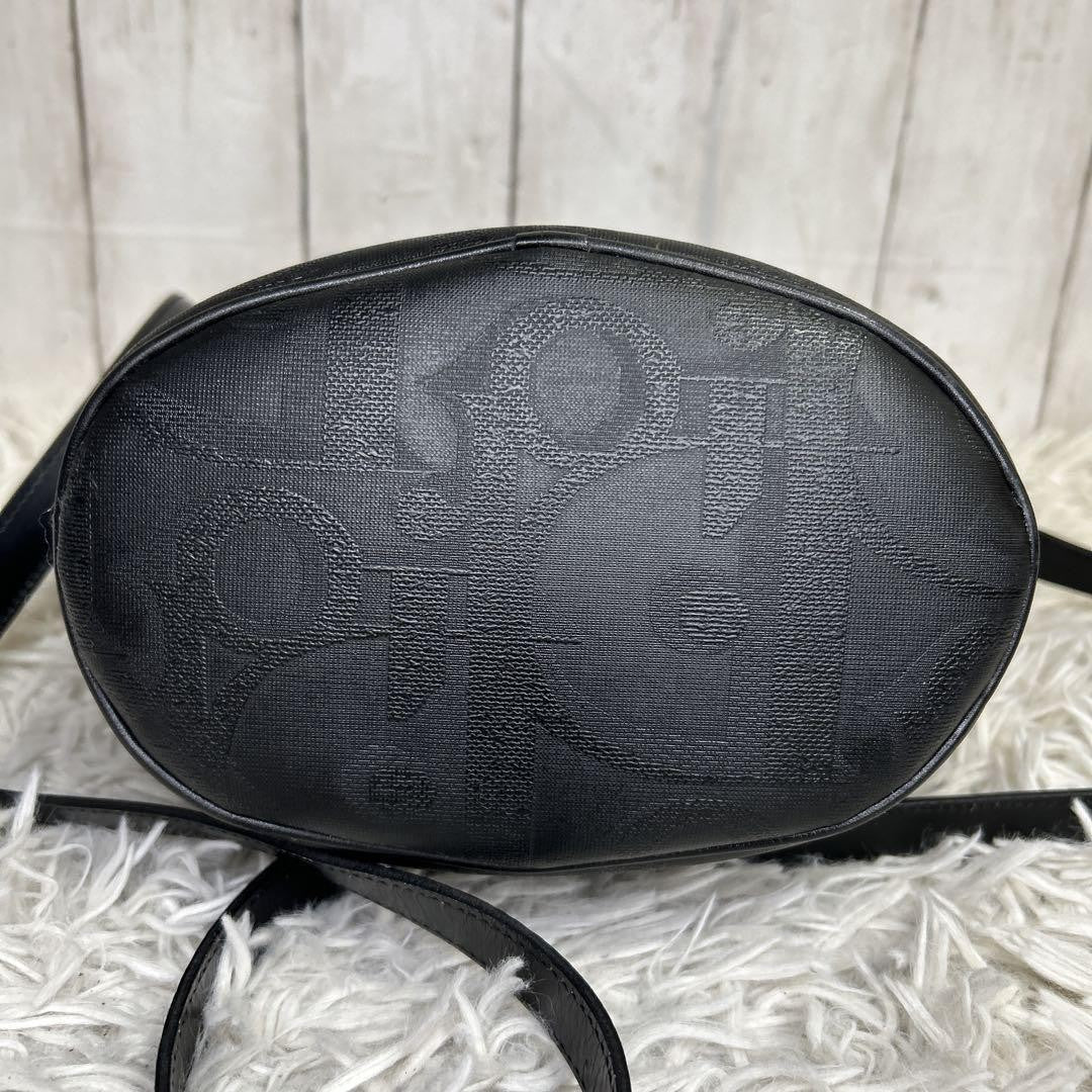Christian Dior Shoulder Bag Purse Trotter PVC Leather Black Authentic