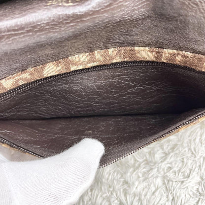 Christian Dior Clutch Bag Second Bag Trotter Canvas Leather Beige Dark Brown