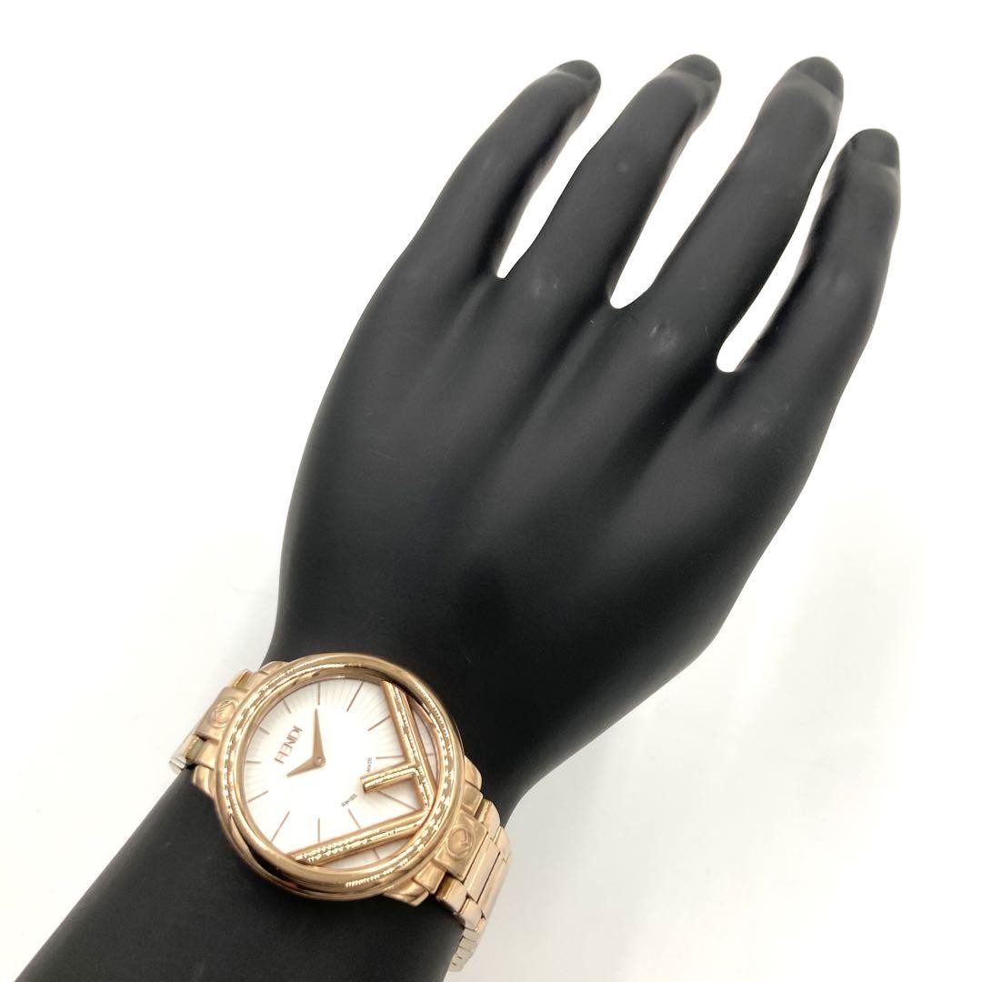 FENDI 71000M Quartz Watch Wristwatch F Logo Champagne Gold Women's Authentic
