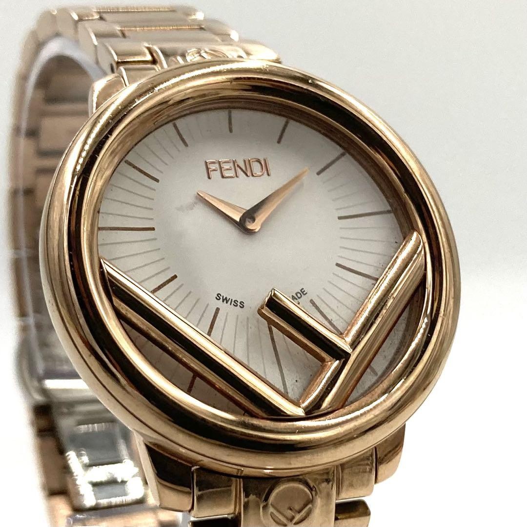 FENDI 71000M Quartz Watch Wristwatch F Logo Champagne Gold Women's Authentic