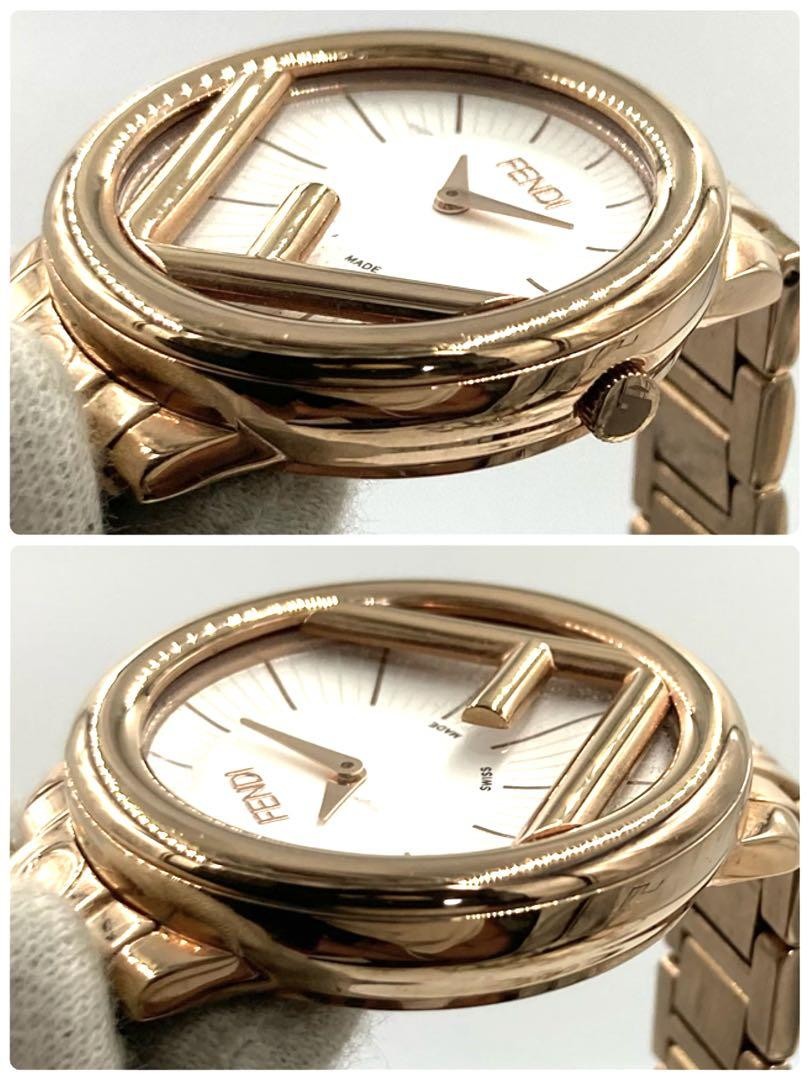 FENDI 71000M Quartz Watch Wristwatch F Logo Champagne Gold Women's Authentic