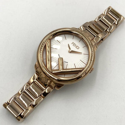 FENDI 71000M Quartz Watch Wristwatch F Logo Champagne Gold Women's Authentic