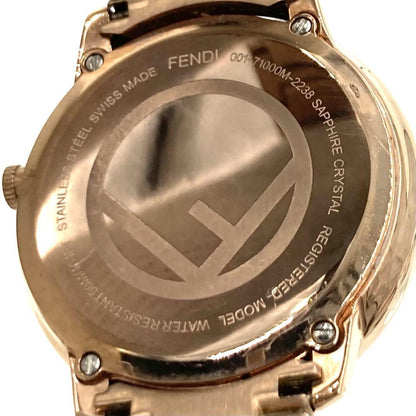 FENDI 71000M Quartz Watch Wristwatch F Logo Champagne Gold Women's Authentic