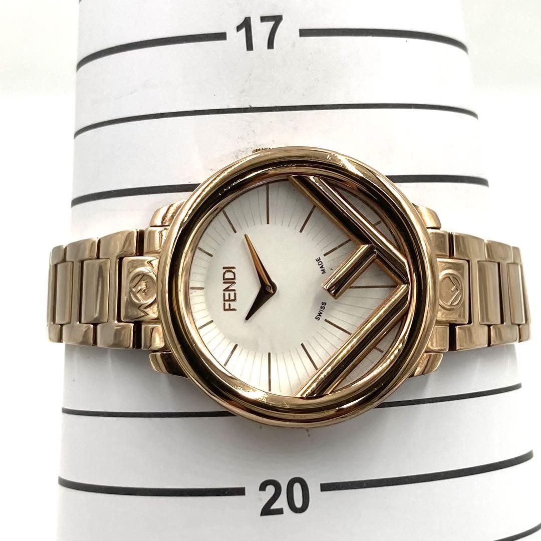 FENDI 71000M Quartz Watch Wristwatch F Logo Champagne Gold Women's Authentic