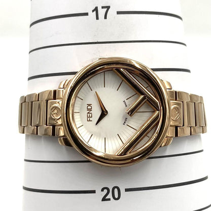 FENDI 71000M Quartz Watch Wristwatch F Logo Champagne Gold Women's Authentic