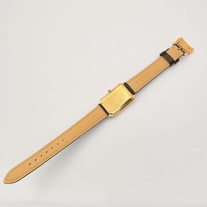 FENDI 550J Quartz Watch Wristwatch FF Logo Gold White Black Women's Authentic
