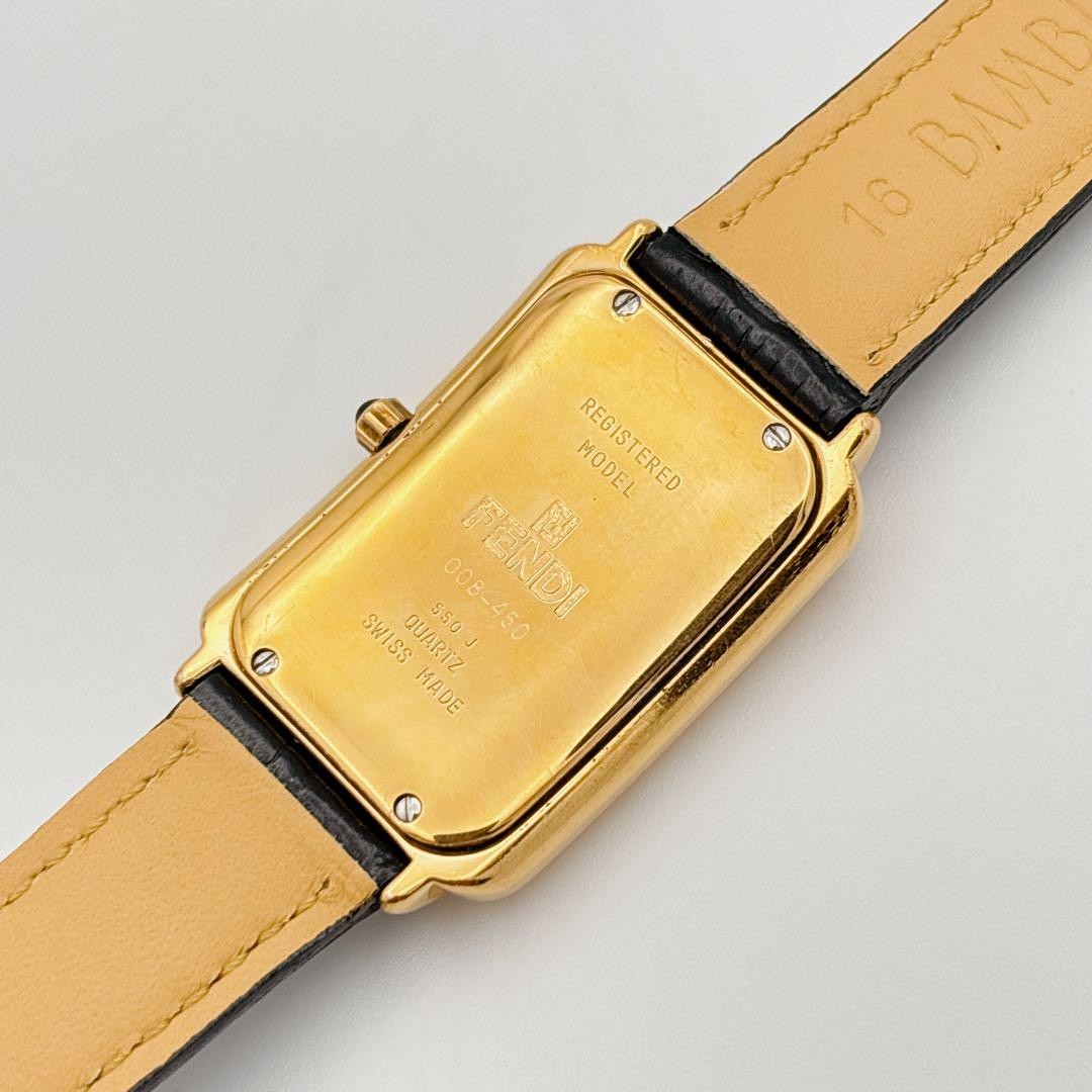 FENDI 550J Quartz Watch Wristwatch FF Logo Gold White Black Women's Authentic