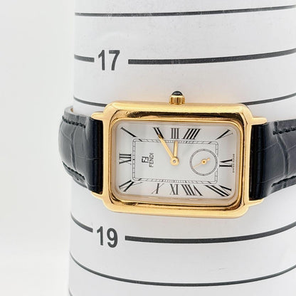 FENDI 550J Quartz Watch Wristwatch FF Logo Gold White Black Women's Authentic