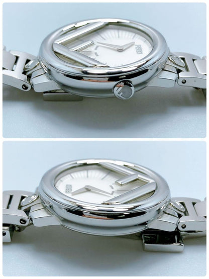 FENDI 71000S Quartz Watch Wristwatch Logo Black Silver Women's Authentic