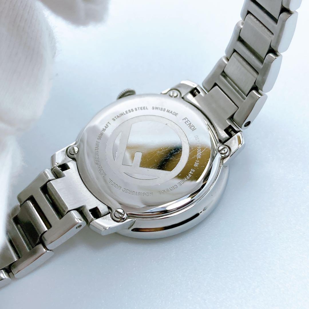 FENDI 71000S Quartz Watch Wristwatch Logo Black Silver Women's Authentic