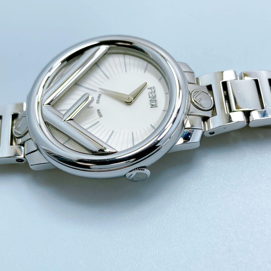 FENDI 71000S Quartz Watch Wristwatch Logo Black Silver Women's Authentic