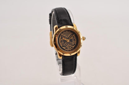 FENDI 800L Quartz Watch Wristwatch Logo Black Gold Women's Authentic