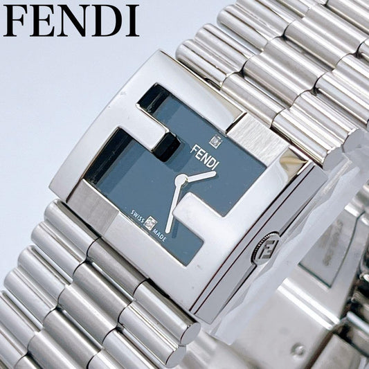 FENDI Quartz Watch Wristwatch FF Logo Silver Women's Authentic