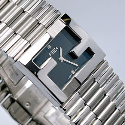 FENDI Quartz Watch Wristwatch FF Logo Silver Women's Authentic