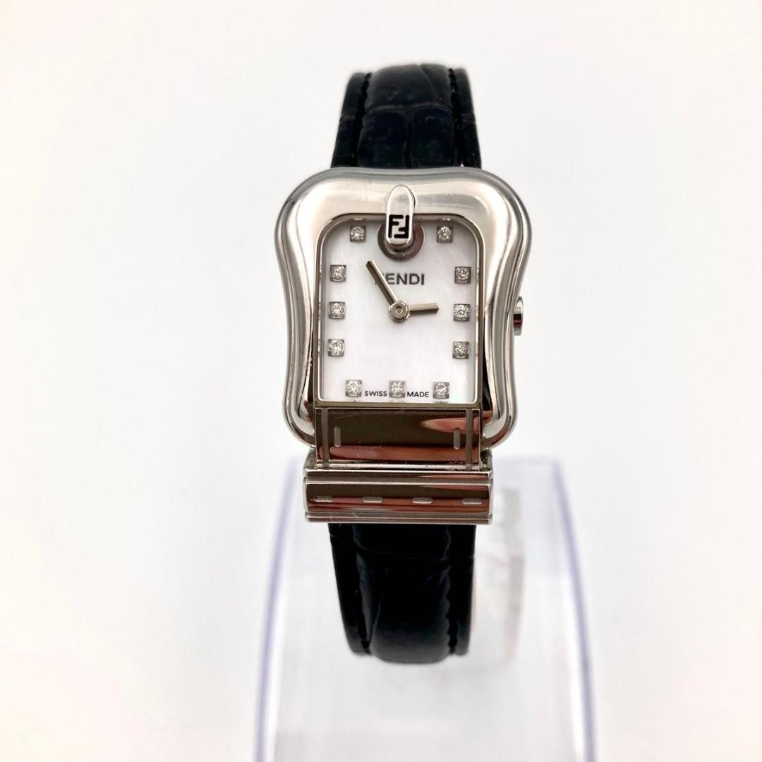 FENDI 3800L Quartz Watch Wristwatch FF Logo Silver Women's Authentic
