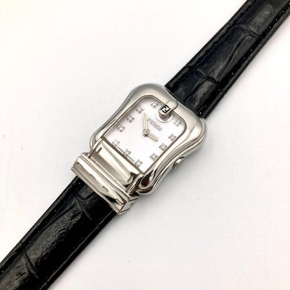 FENDI 3800L Quartz Watch Wristwatch FF Logo Silver Women's Authentic