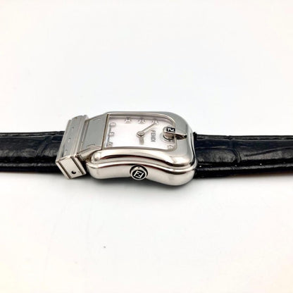 FENDI 3800L Quartz Watch Wristwatch FF Logo Silver Women's Authentic