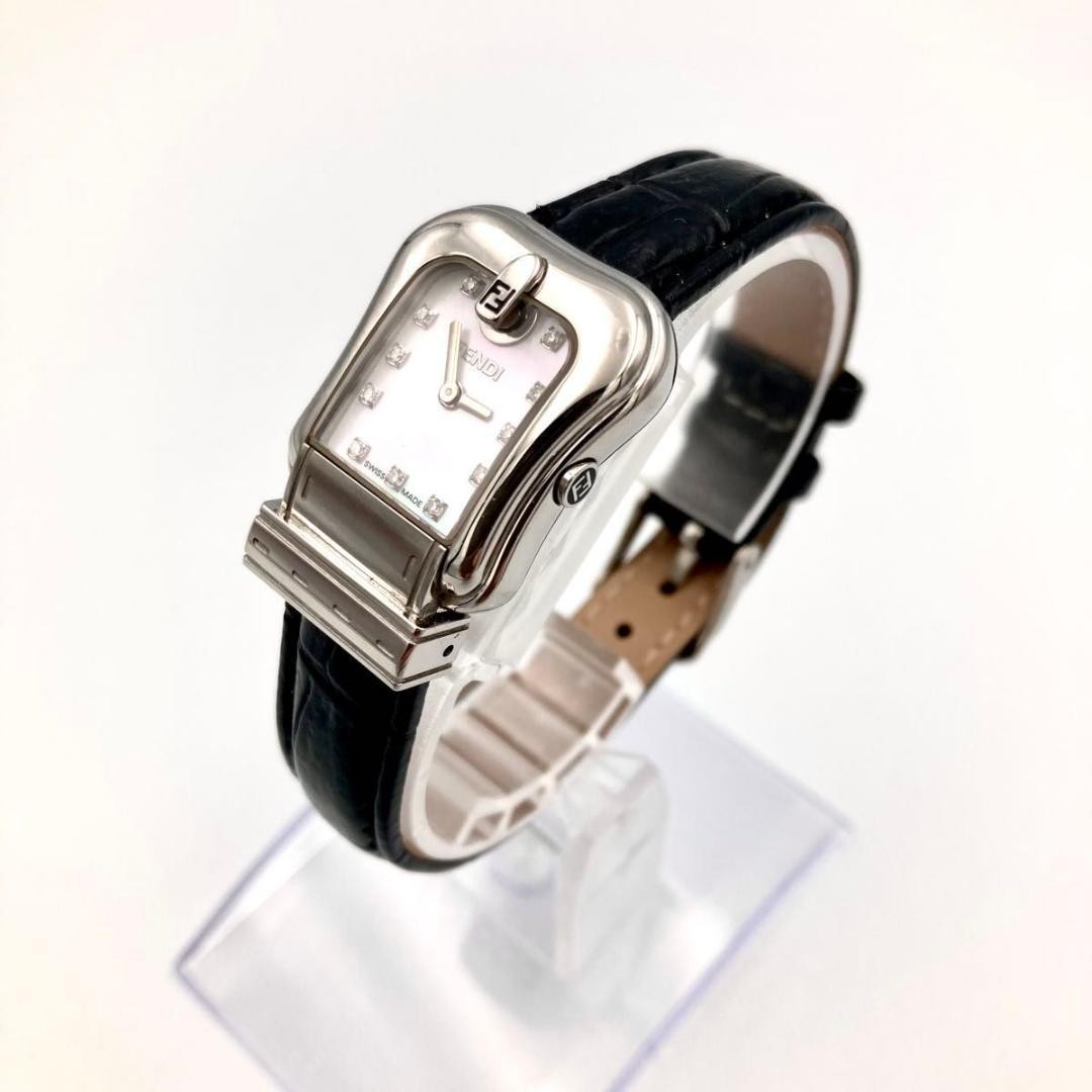 FENDI 3800L Quartz Watch Wristwatch FF Logo Silver Women's Authentic