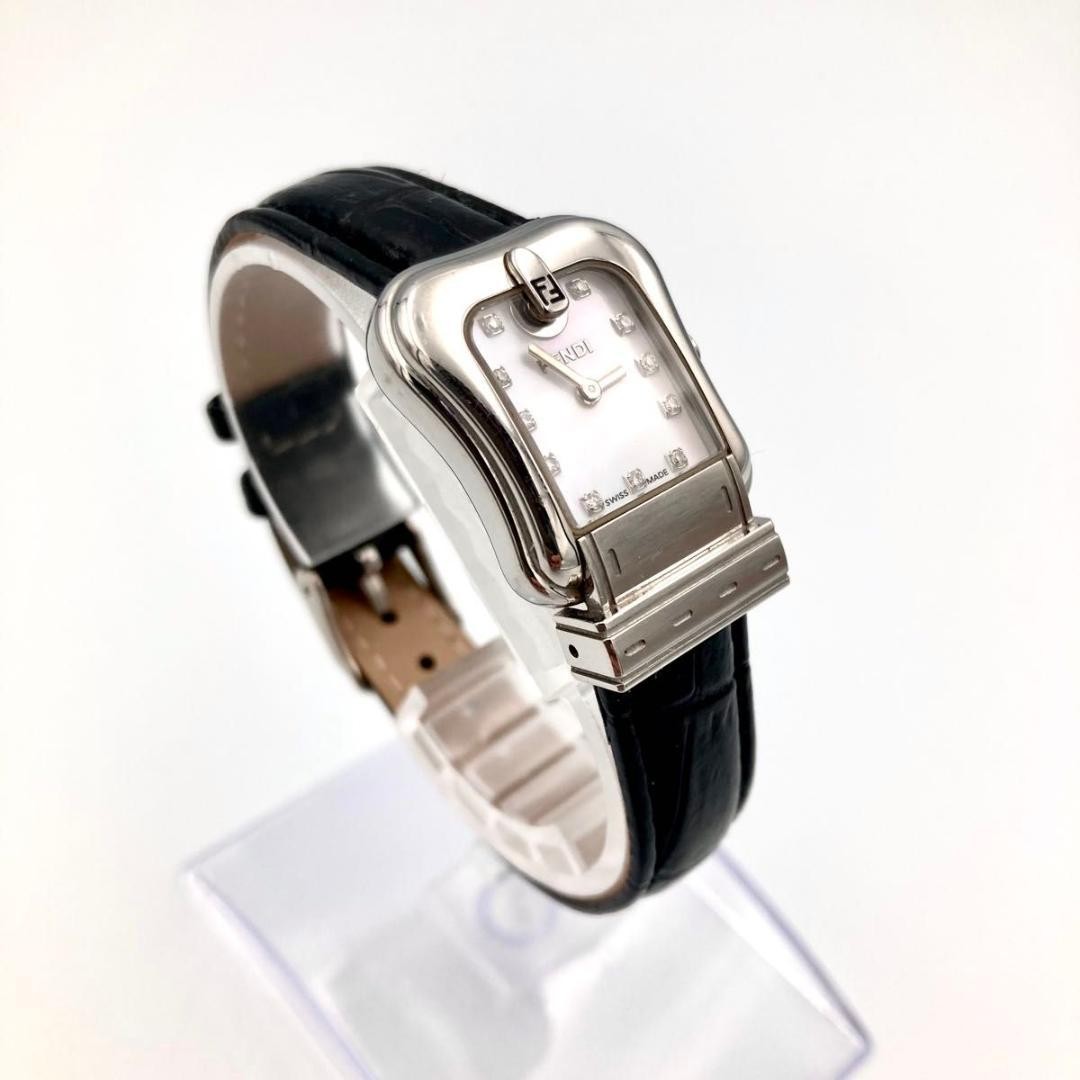FENDI 3800L Quartz Watch Wristwatch FF Logo Silver Women's Authentic