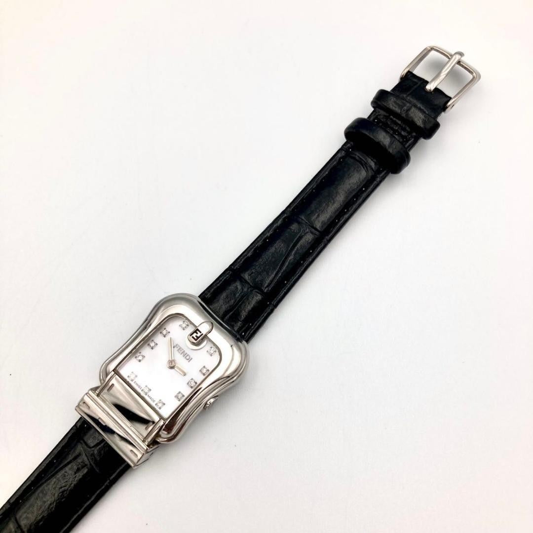 FENDI 3800L Quartz Watch Wristwatch FF Logo Silver Women's Authentic