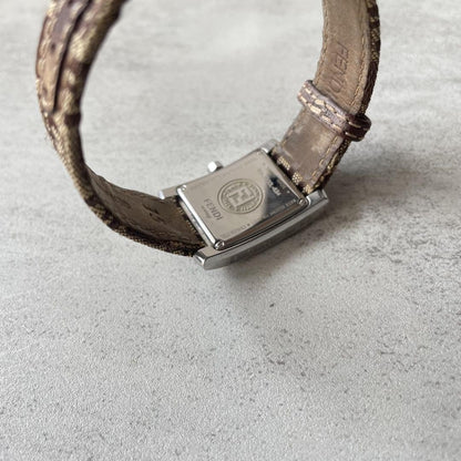 FENDI 7000L Quartz Watch Wristwatch FF Zucca Logo Silver Beige Women's Authentic