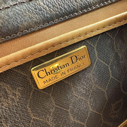 Christian Dior Shoulder Bag Purse Honeycomb PVC Leather Brown Authentic