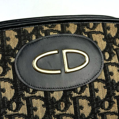 Christian Dior Shoulder Bag Purse Trotter CD Canvas Leather Navy Authentic