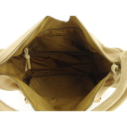 MIU MIU Hand Bag Tote Purse Beige Gold Authentic
