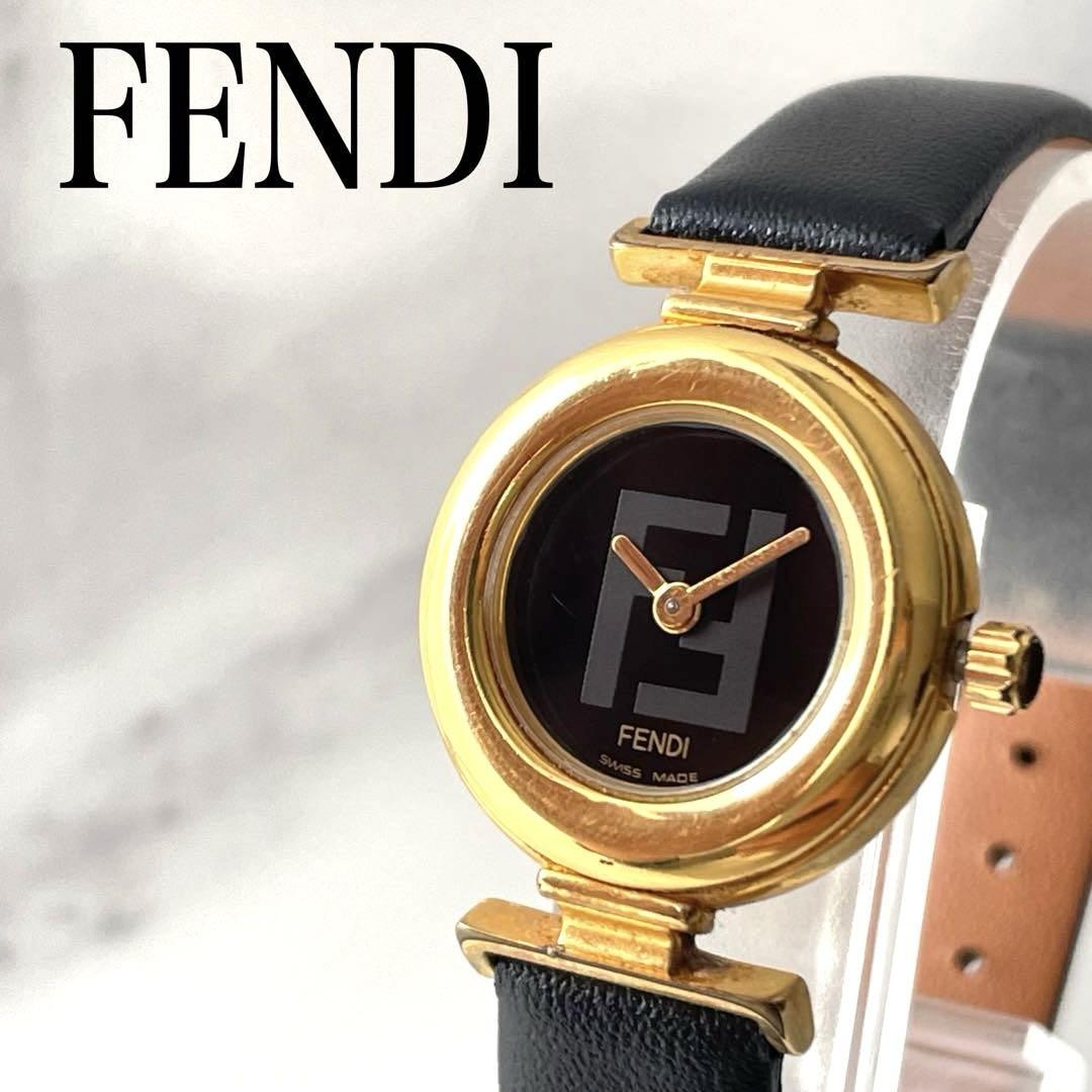 FENDI Quartz Watch Wristwatch FF Gold Women's Authentic