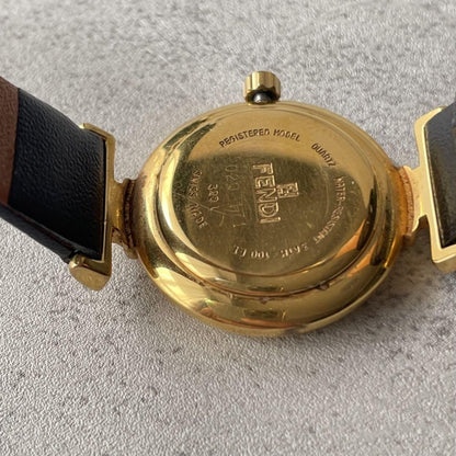 FENDI Quartz Watch Wristwatch FF Gold Women's Authentic