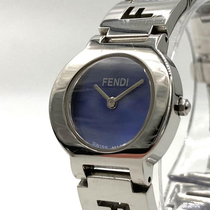 FENDI 3050L Quartz Watch Wristwatch Logo Blue Silver Women's Authentic