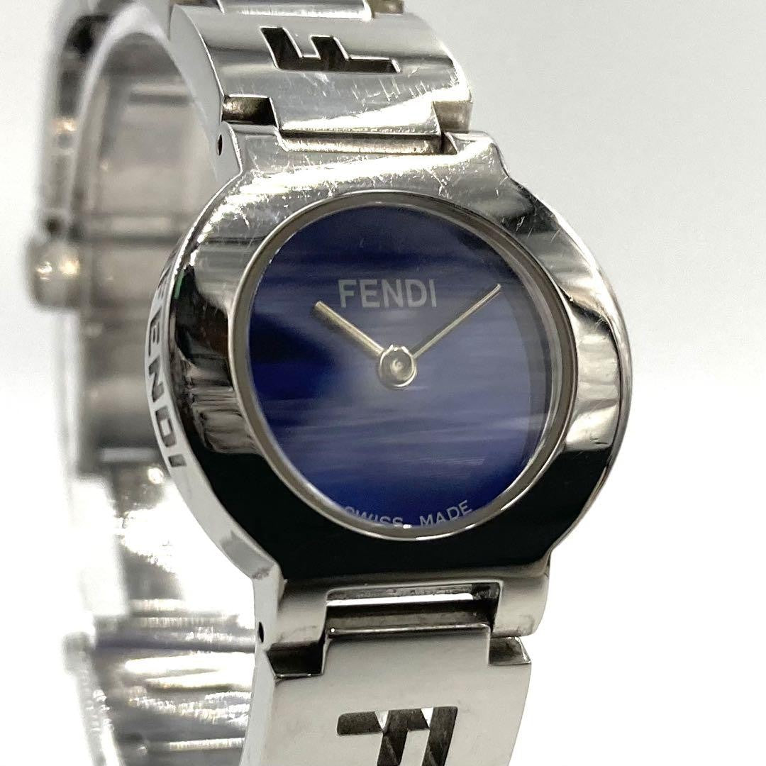 FENDI 3050L Quartz Watch Wristwatch Logo Blue Silver Women's Authentic