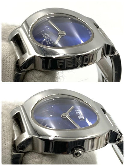 FENDI 3050L Quartz Watch Wristwatch Logo Blue Silver Women's Authentic