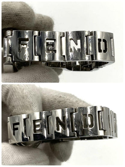 FENDI 3050L Quartz Watch Wristwatch Logo Blue Silver Women's Authentic