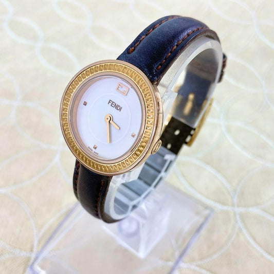 FENDI 35000S Quartz Watch Wristwatch FF Logo White Women's Authentic