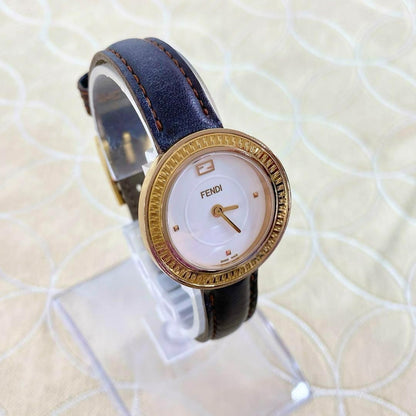 FENDI 35000S Quartz Watch Wristwatch FF Logo White Women's Authentic