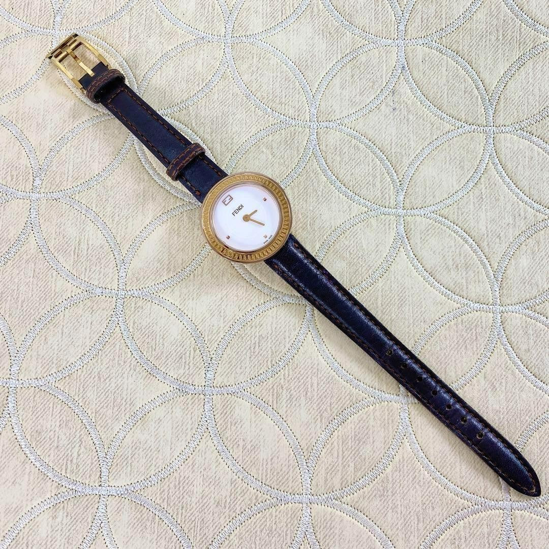 FENDI 35000S Quartz Watch Wristwatch FF Logo White Women's Authentic