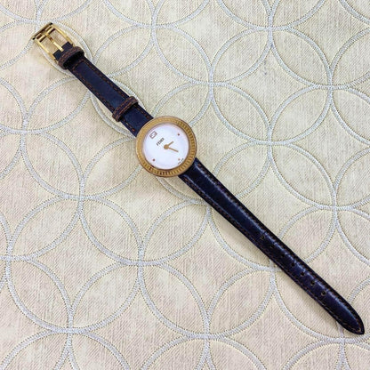 FENDI 35000S Quartz Watch Wristwatch FF Logo White Women's Authentic