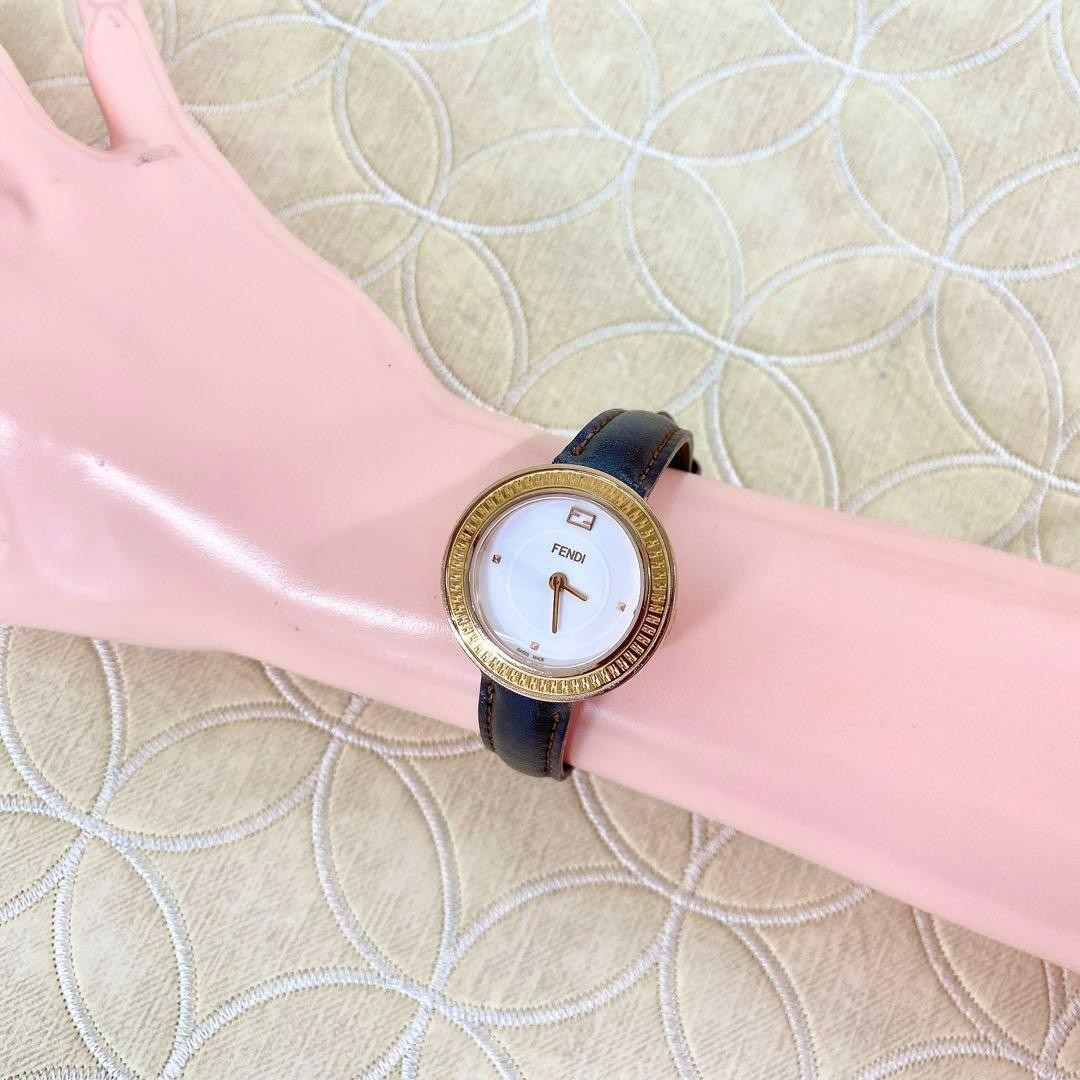 FENDI 35000S Quartz Watch Wristwatch FF Logo White Women's Authentic