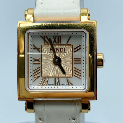 FENDI 60500L QUADORO MINI Quartz Watch Wristwatch Logo Women's Authentic