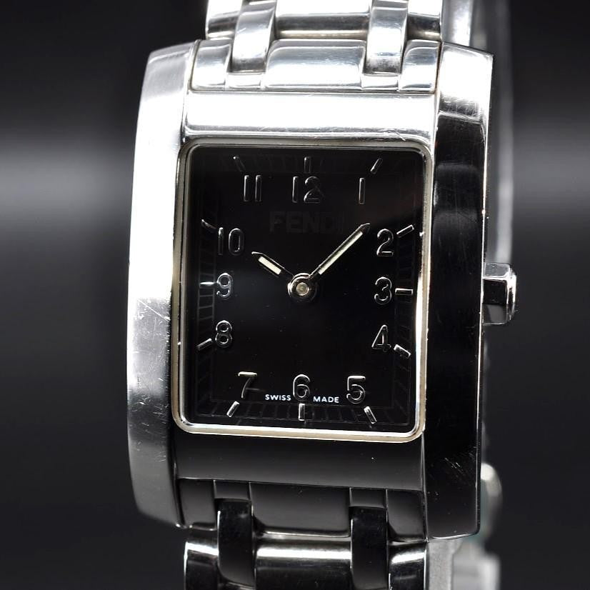 FENDI 7000L Quartz Watch Wristwatch Black Silver Women's Authentic