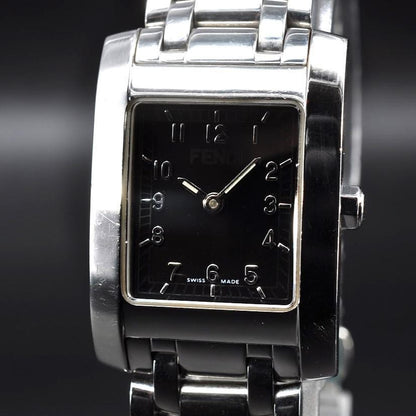 FENDI 7000L Quartz Watch Wristwatch Black Silver Women's Authentic